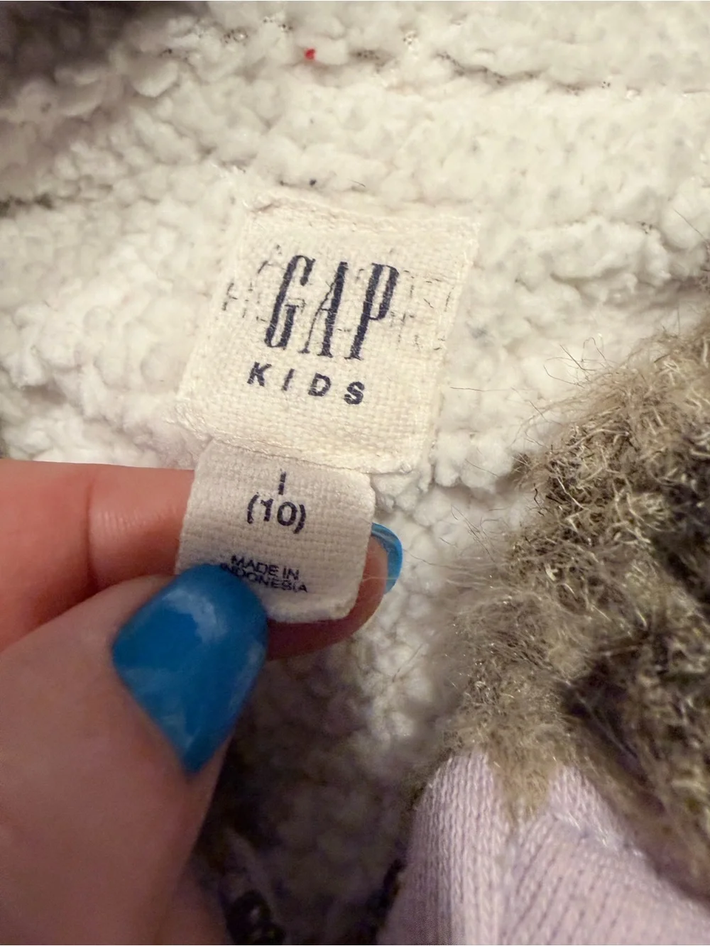 GAP Girls' Lavender Zip Hoodie with Faux-Fur Trim Size 10